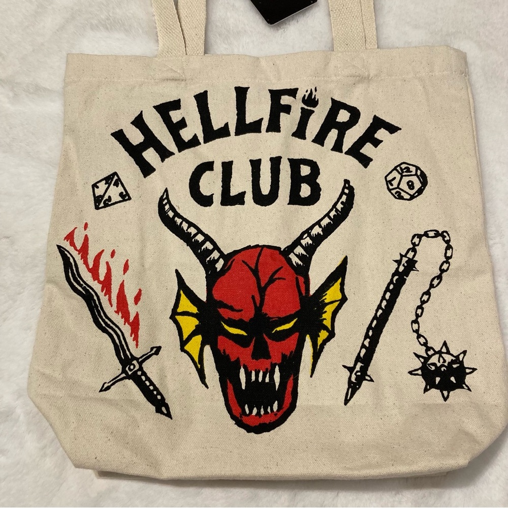 NWT Stranger Things Hellfire Club Canvas Tote Bag - Picture 3 of 6